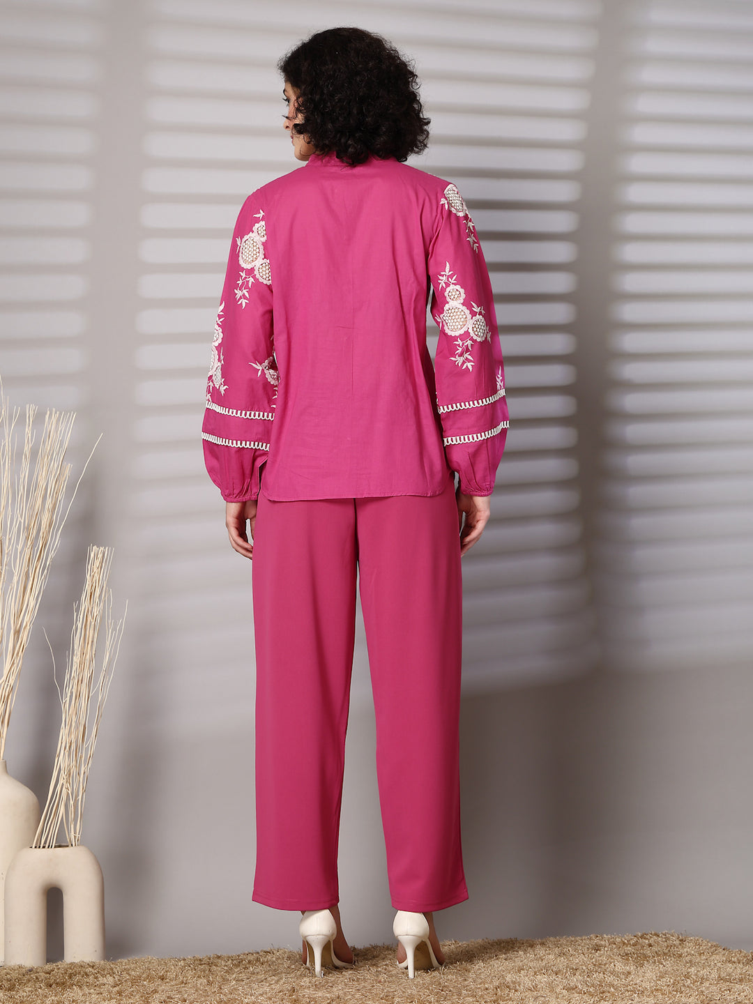 Embroidered Shirt With Trousers Co-Ords