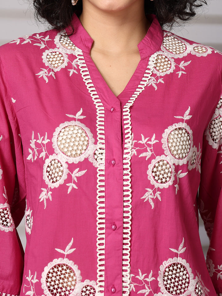 Embroidered Shirt With Trousers Co-Ords