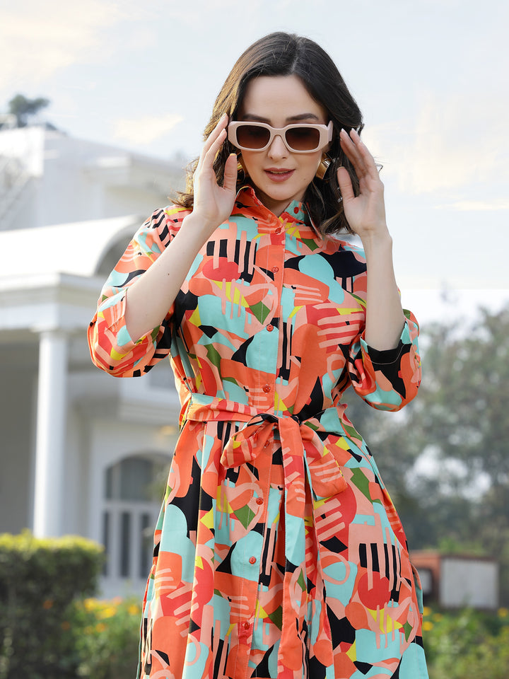 Print Shirt Dress