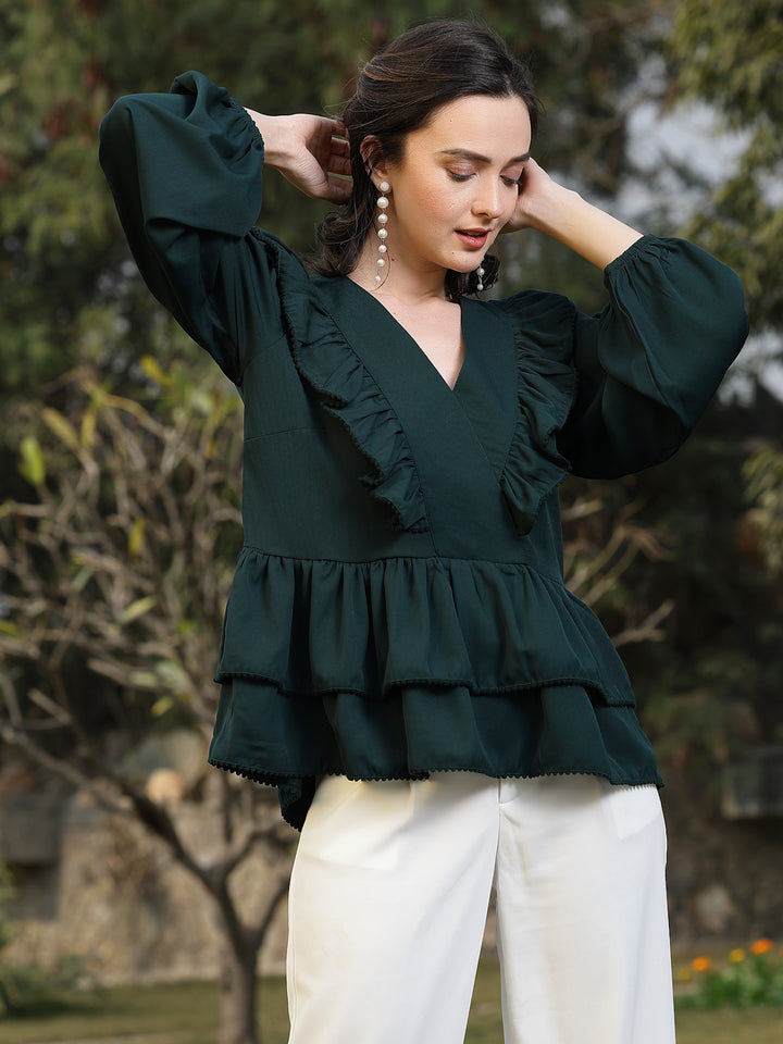 Green Peplum Top