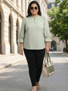 Plus Size Women Puff Sleeve Ruffled Top