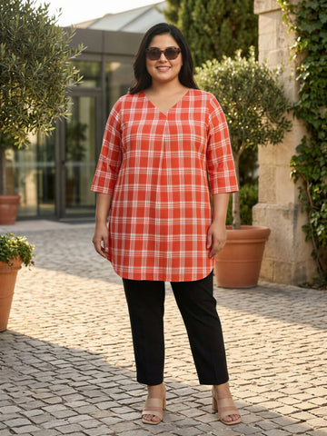 Plus Size Women A-Line V-Neck Top