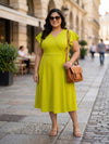 Plus Size Women V-Neck Viscose Lycra Midi Dress