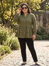 Plus Size Women V-Neck Button-Down Top