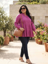 Plus Size Women V-Neck Button-Down Top