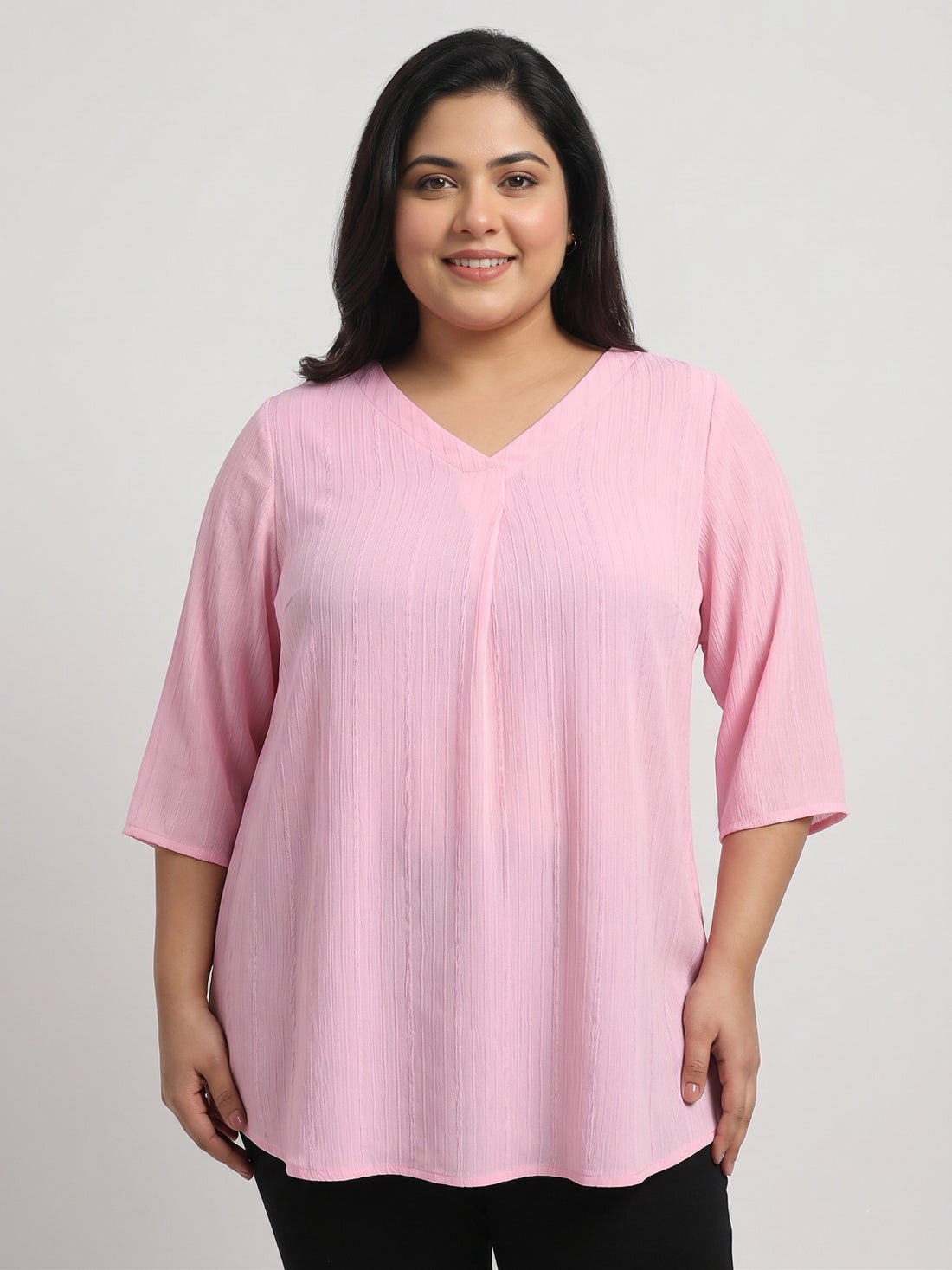 Plus Size Women A-Line V-Neck Top