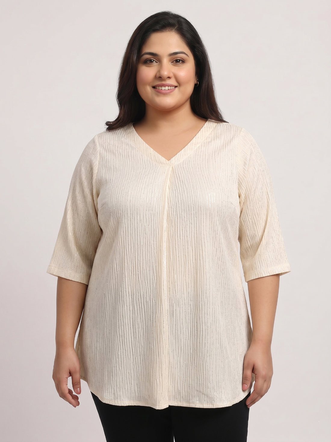 Plus Size Women A-Line V-Neck Top