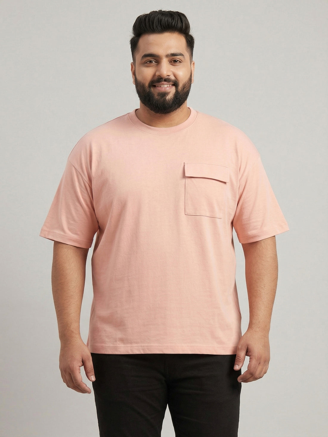 Plus Size Men Half Sleeve Cotton Lycra Tshirt