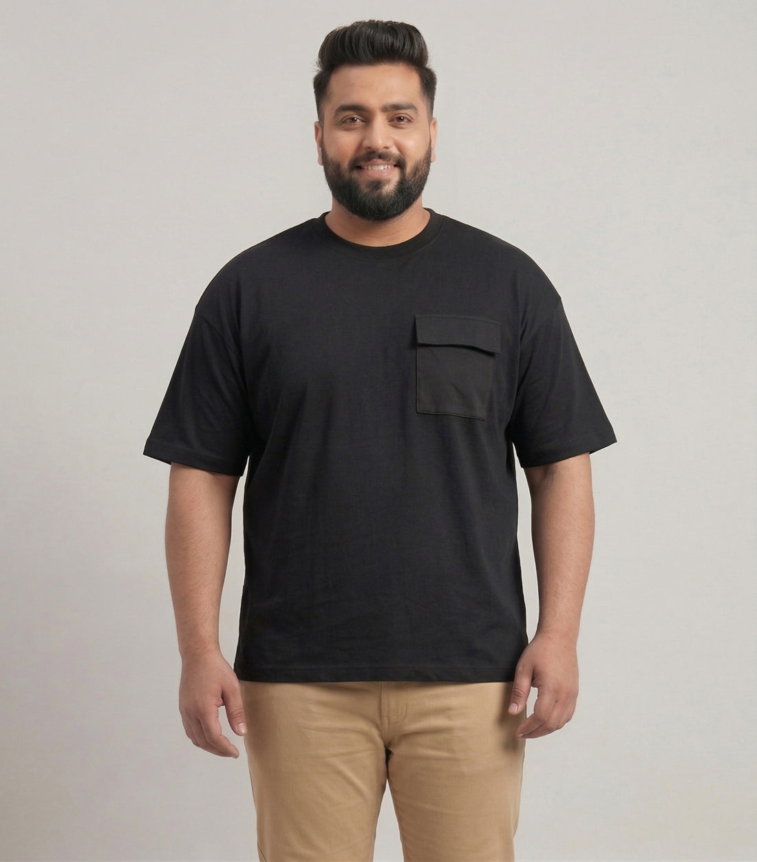 Plus Size Men Half Sleeve Cotton Lycra Tshirt