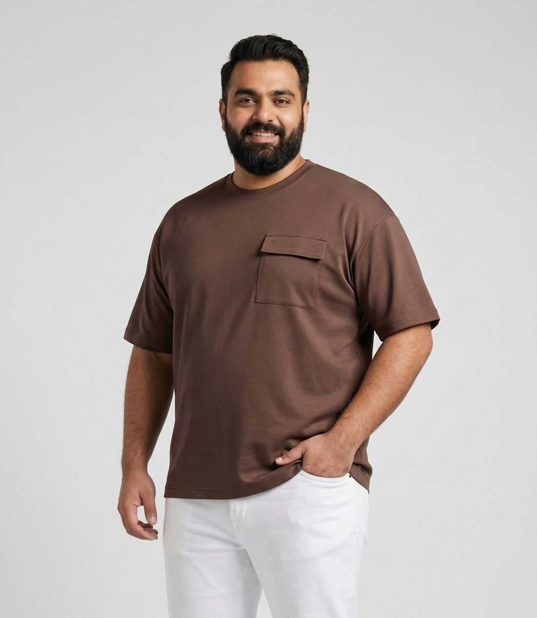 Plus Size Men Half Sleeve Cotton Lycra Tshirt