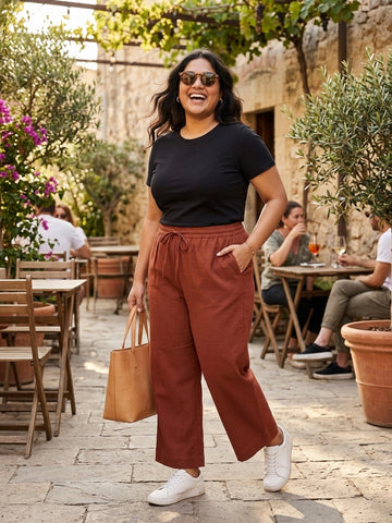 Plus Size Women Cotton Palazzo