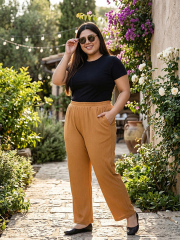 Plus Size Women Corduroy Palazzo