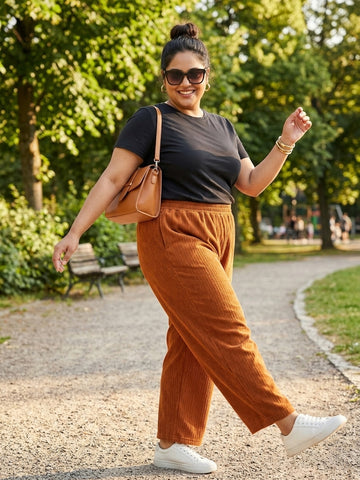 Plus Size Women Corduroy Palazzo