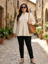 Plus Size Women V-Neck Button-Down Top