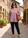 Plus Size Women V-Neck Button-Down Top