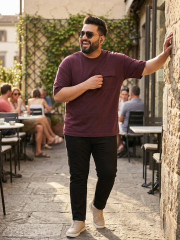 Plus Size Men Half Sleeve Cotton Lycra Tshirt