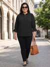 Plus Size Women Puff Sleeve Ruffled Top