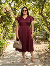 Plus Size Women V-Neck Midi Dress
