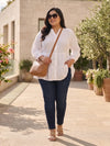 Plus Size Women V-Neck Button-Down Top