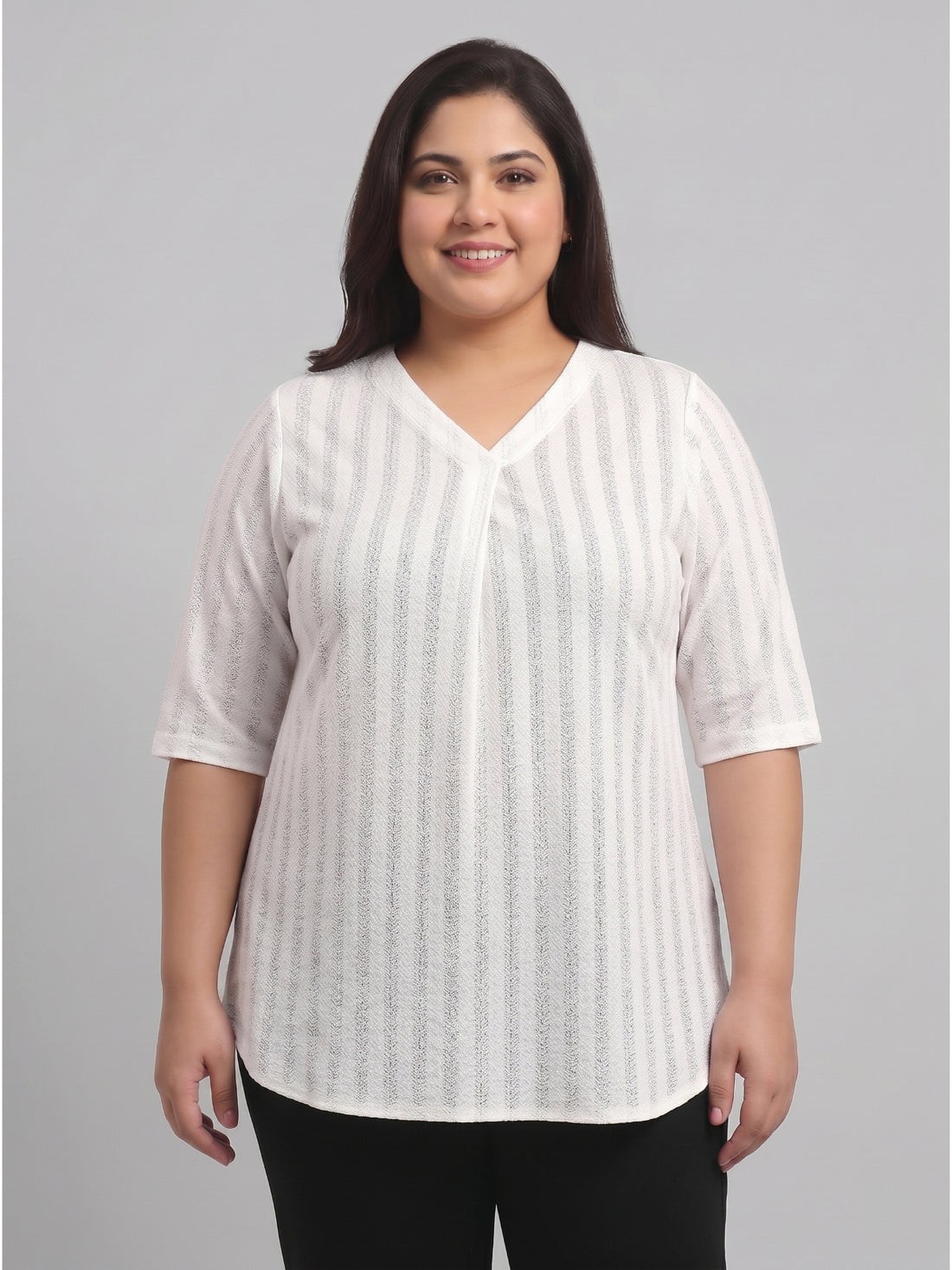 Plus Size Women A-Line V-Neck Top