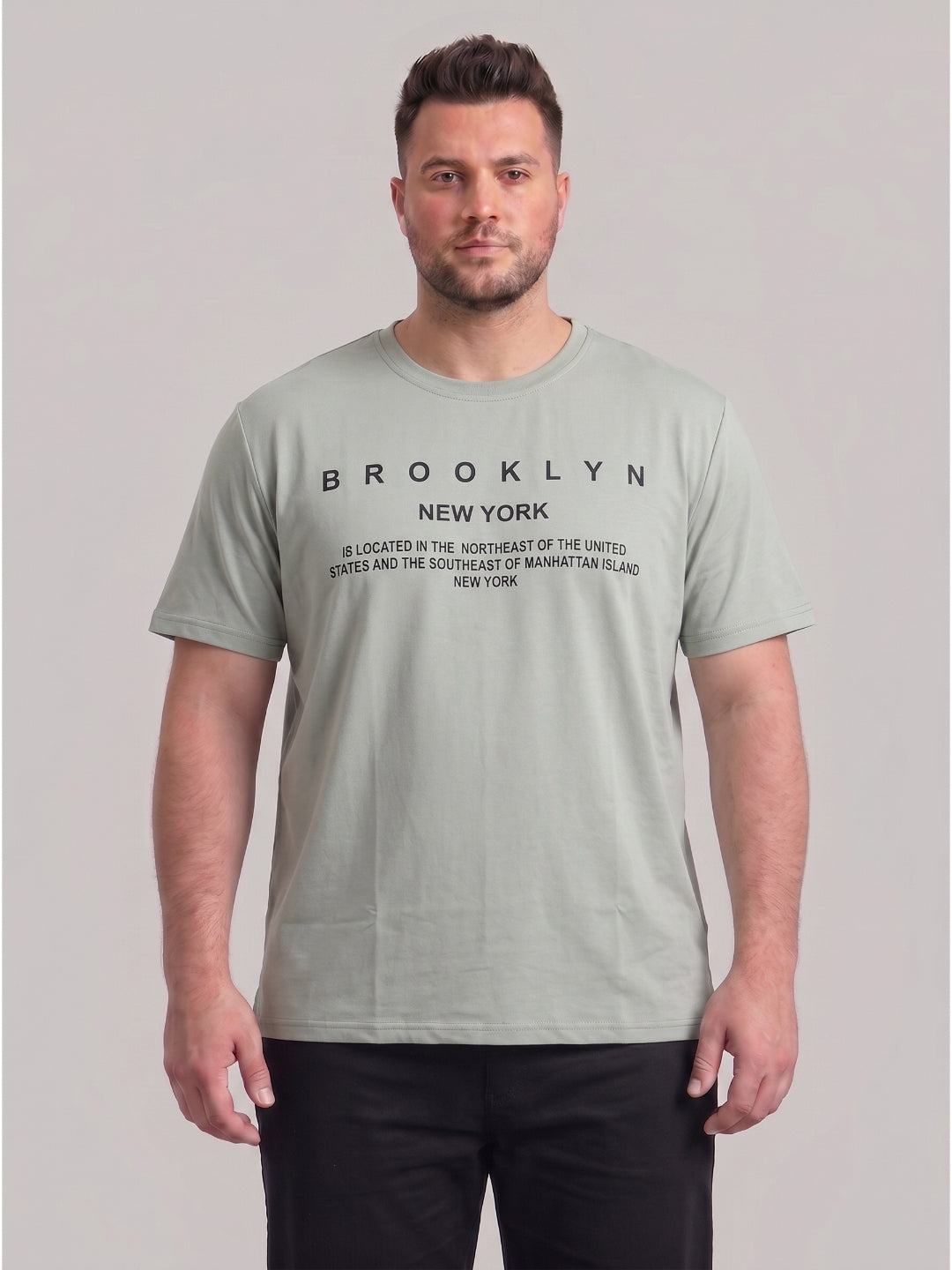 Plus Size Men's Text Printed Cotton T-Shirt