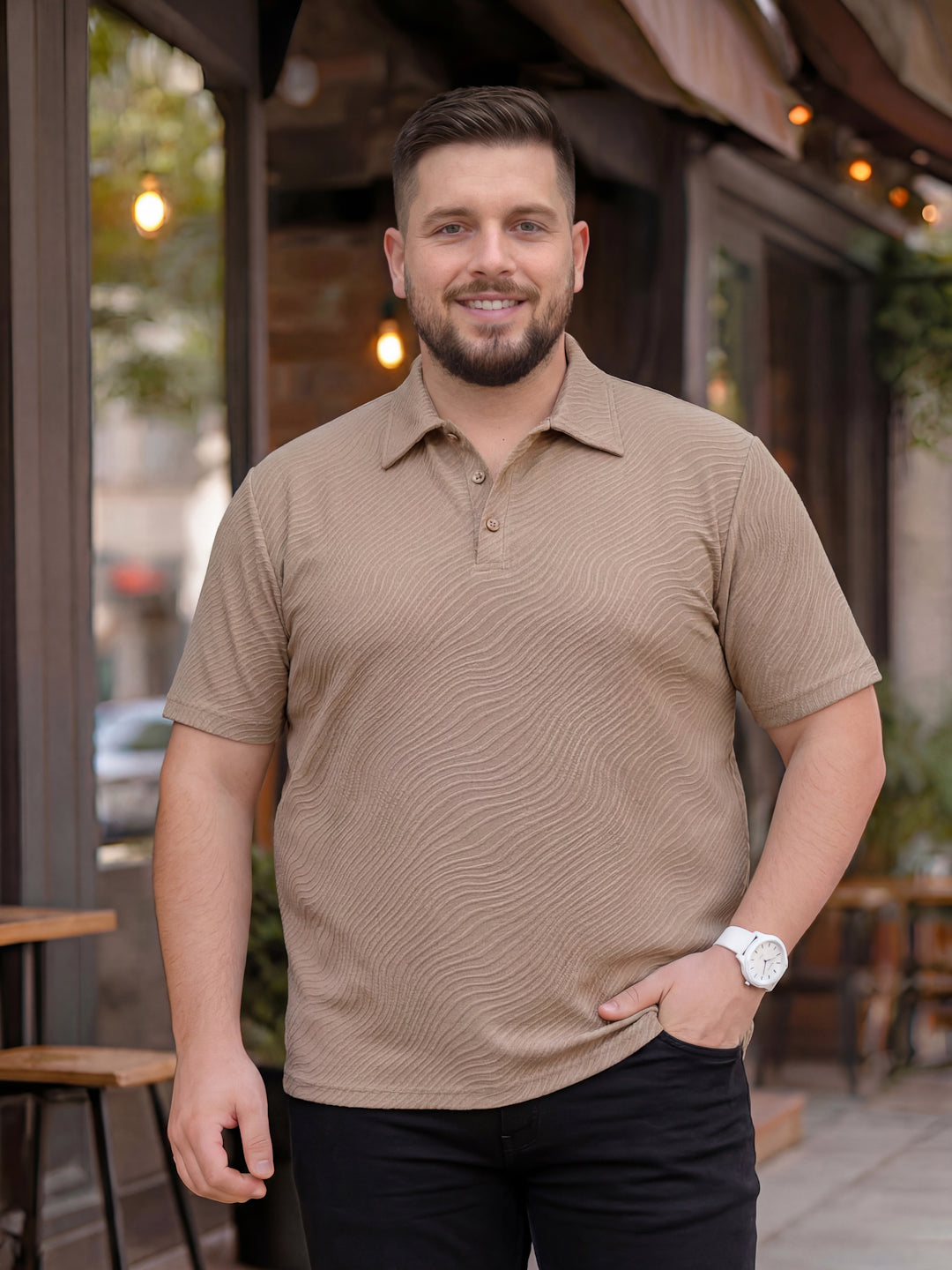Plus Size Men Half Sleeve Polo Neck Tshirt