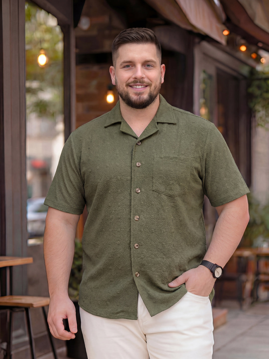 Plus Size Men Textured Casual Shirt
