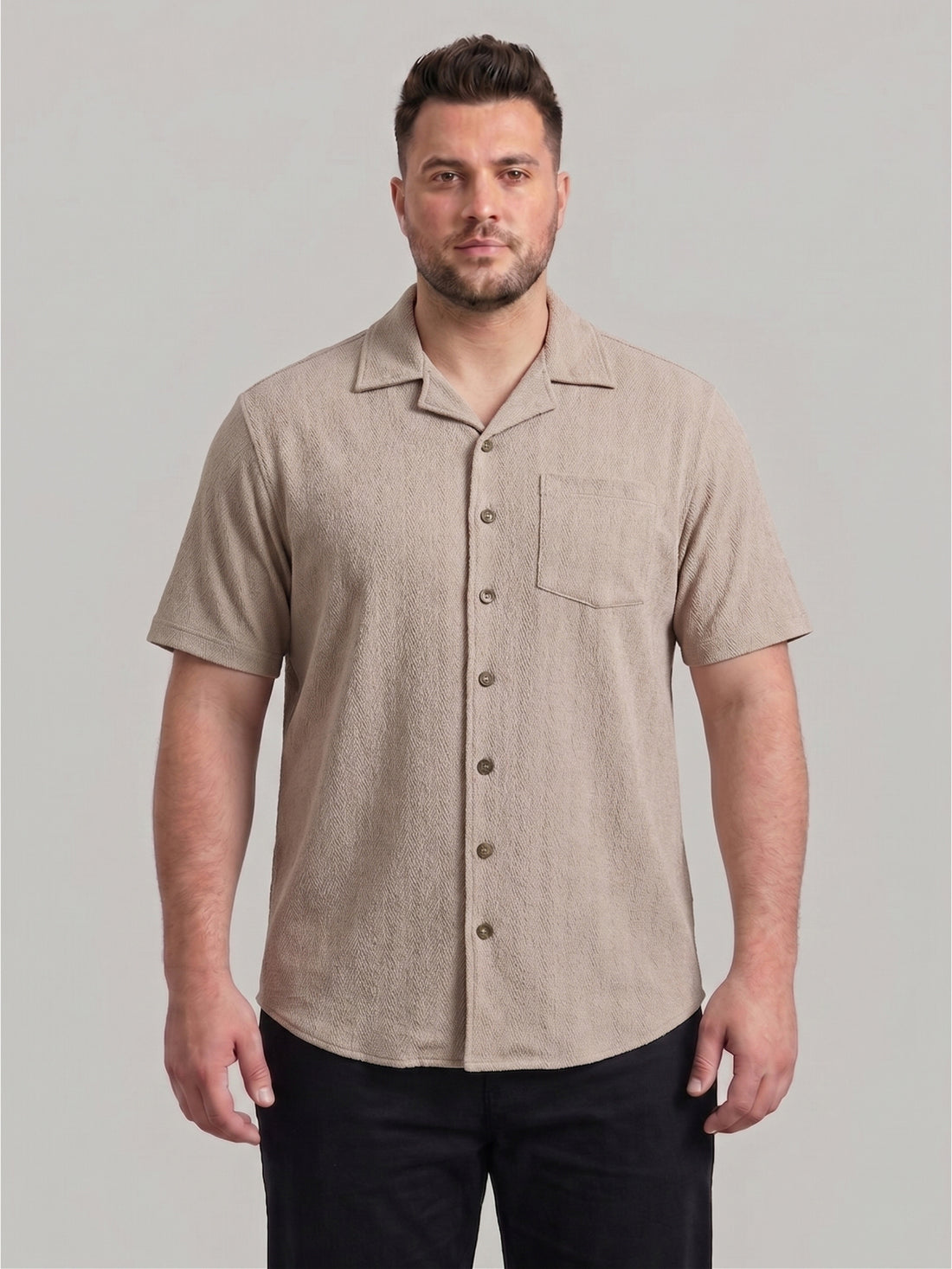Plus Size Men Textured Casual Shirt