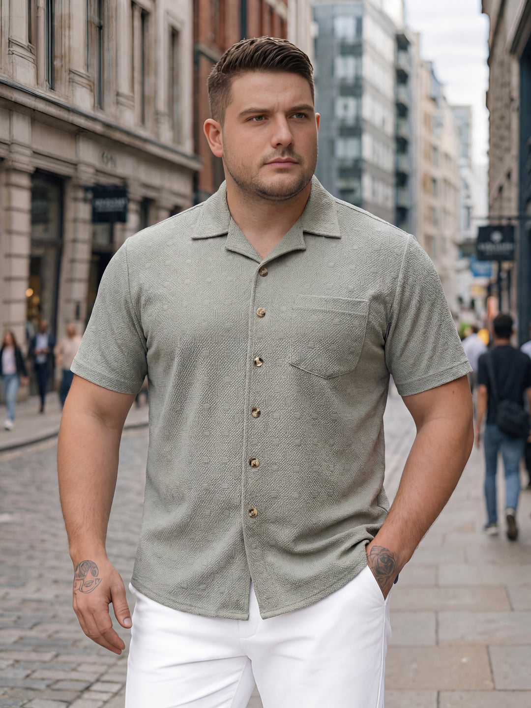 Plus Size Men Textured Casual Shirt