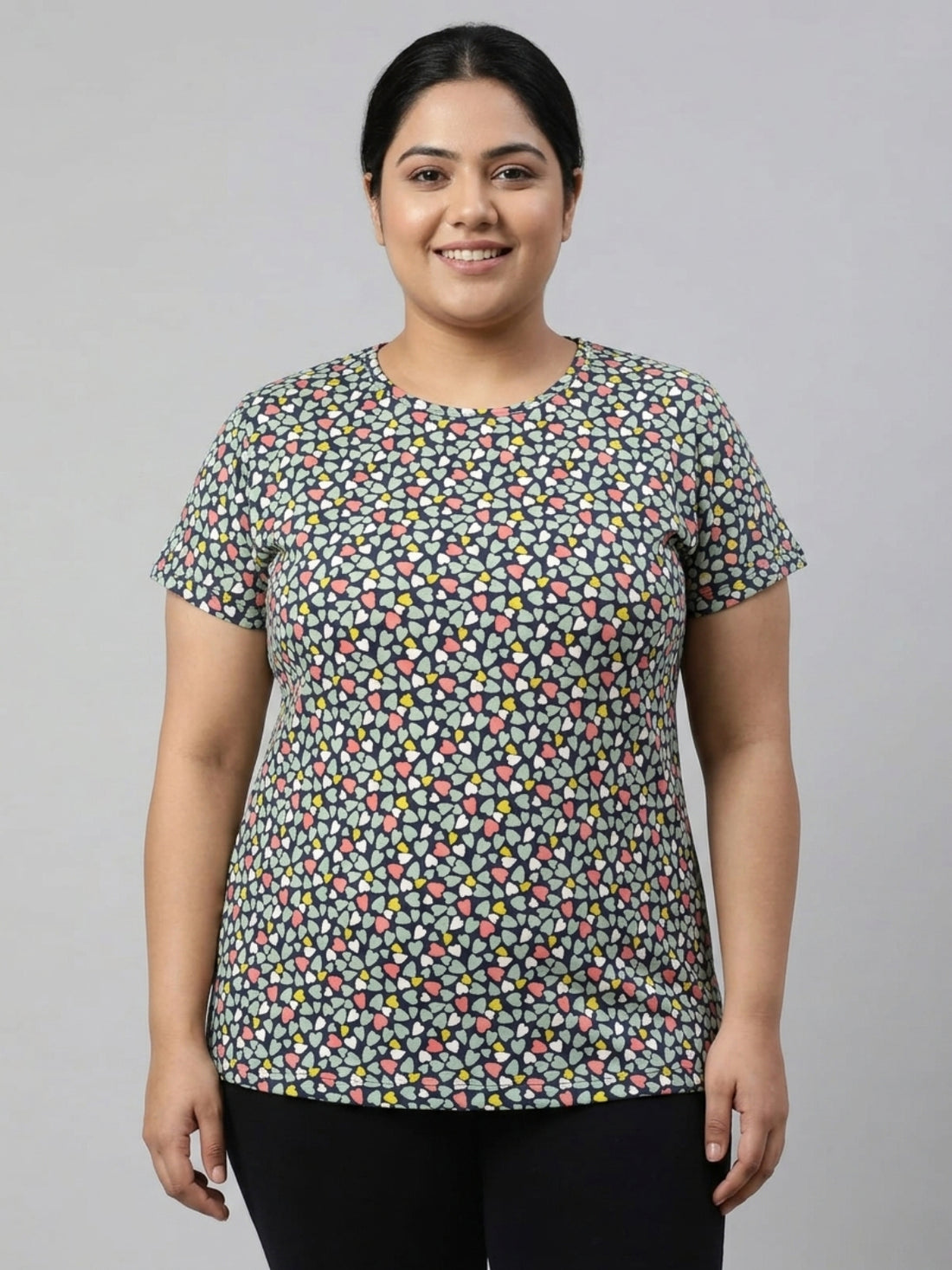 Plus Size Women Floral Printed T-shirt