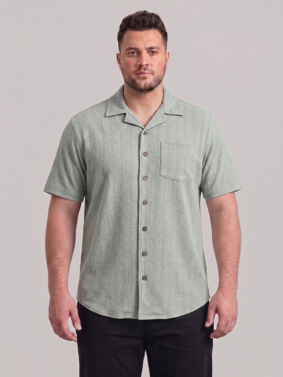 Plus Size Men Textured Casual Shirt