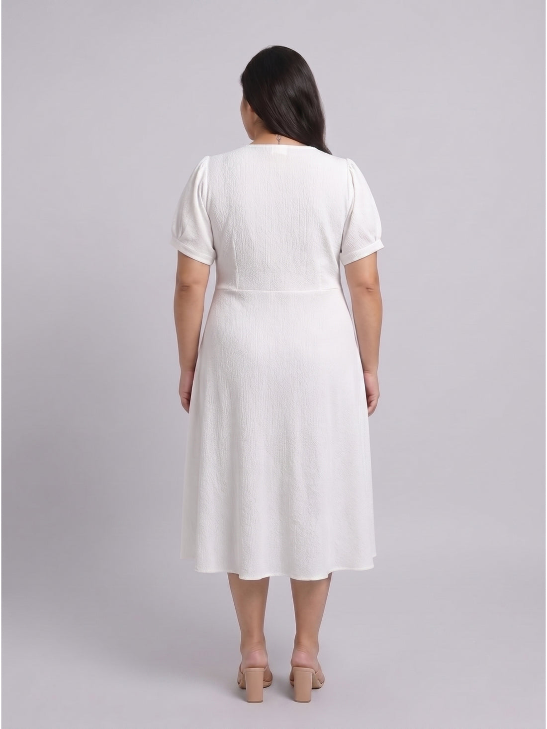 Plus Size Women's A-Line V-Neck Midi Dress | Soft Polyester Fabric | Regular Fit | Sizes 3XL to 8XL