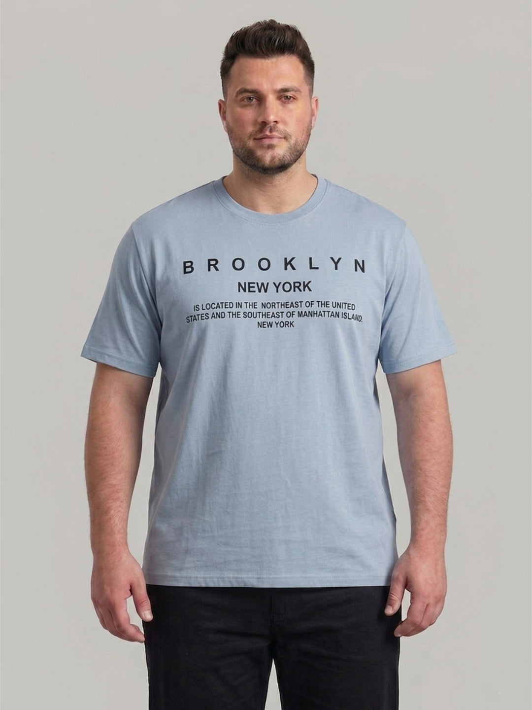 Plus Size Men's Text Printed Cotton T-Shirt