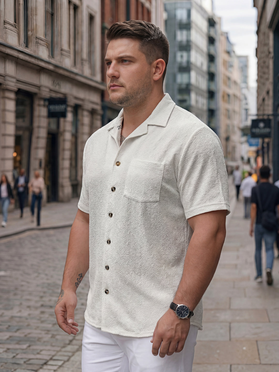 Plus Size Men Textured Casual Shirt