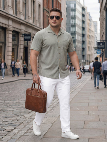 Plus Size Men Textured Casual Shirt