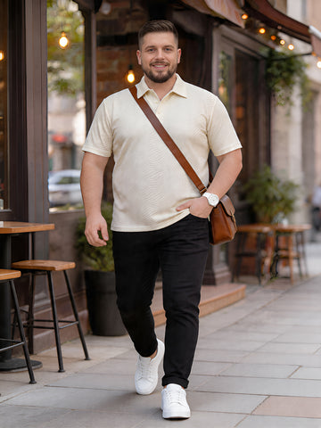 Plus Size Men Half Sleeve Polo Neck Tshirt