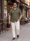Plus Size Men Textured Casual Shirt