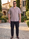 Plus Size Men's Striped Short Sleeve Casual Shirt