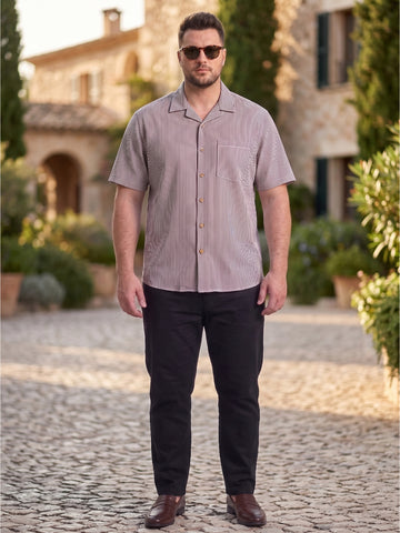 Plus Size Men's Striped Short Sleeve Casual Shirt