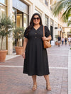 Plus Size Women's A-Line V-Neck Midi Dress | Soft Crepe Fabric | Regular Fit | Sizes 3XL to 8XL