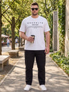 Plus Size Men's Text Printed Cotton T-Shirt