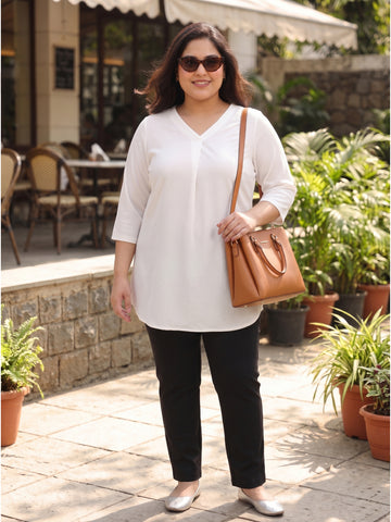 Plus Size Women A-Line V-Neck Top