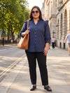 Women's Plus Size Ruffled V-Neck Puff-Sleeve Top