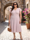 Plus Size Women V-Neck Viscose Lycra Midi Dress