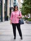 Plus Size Women's Front Tie-Up Collared 3/4th Sleeve Pure Cotton Shirt | Sizes 3XL to 8XL