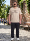 Plus Size Men's Text Printed Cotton T-Shirt