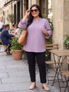Plus Size Women Puff Sleeve Ruffled Top