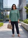 Plus Size Women Puff Sleeve Ruffled Top