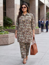 Plus Size Women’s Printed Shirt-Style Premium Crepe Fabric Co-Ords Set Sizes 3XL to 8XL