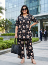 Plus Size Women's Printed V-Neck 3/4 Sleeve Top with Palazzo Co-ord Set |Sizes 3XL to 8XL